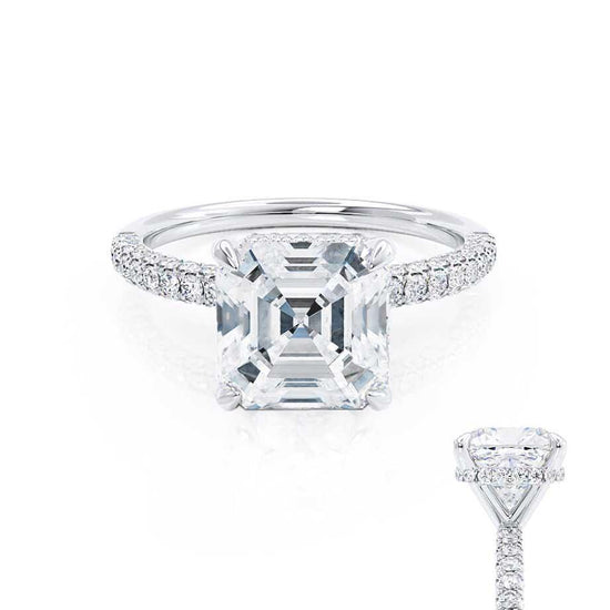 1.50 CT Asscher Shaped Moissanite Hidden Halo Engagement Ring 4