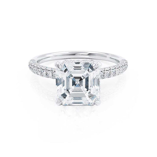 1.50 CT Asscher Shaped Moissanite Hidden Halo Engagement Ring 1