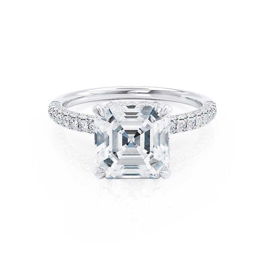 1.50 CT Asscher Shaped Moissanite Hidden Halo Engagement Ring 1