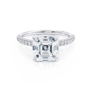 1.30 CT Asscher Shaped Moissanite Hidden Halo Style Engagement Ring 1