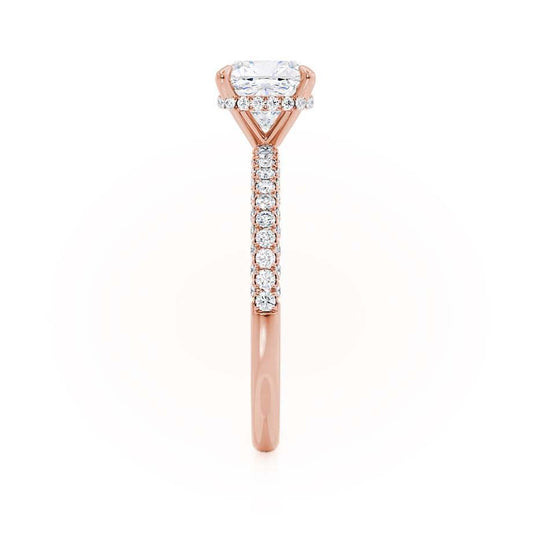 1.10 CT Cushion Shaped Moissanite Hidden Halo Style Engagement Ring 2