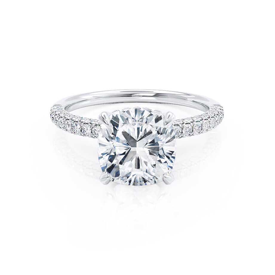 1.70 CT Cushion Shaped Hidden Halo Style Moissanite Engagement Ring 1