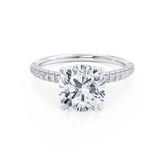 1.70 CT Cushion Shaped Hidden Halo Style Moissanite Engagement Ring 1