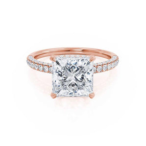 1.20 CT Princess Shaped Moissanite Hidden Halo Style Engagement Ring 1