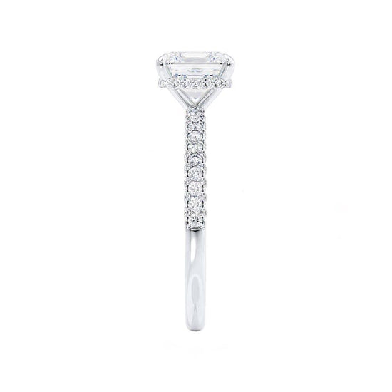1.20 CT Princess Shaped Moissanite Hidden Halo Style Engagement Ring 2