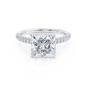 1.20 CT Princess Shaped Moissanite Hidden Halo Style Engagement Ring 1