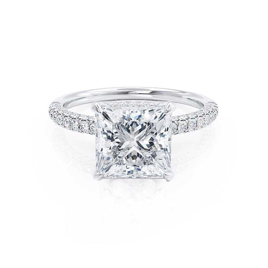 1.50 CT Princess Shaped Moissanite Hidden Halo Style Engagement Ring 1