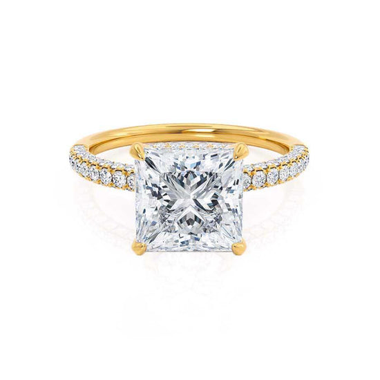 1.50 CT Princess Shaped Moissanite Hidden Halo Style Engagement Ring 1
