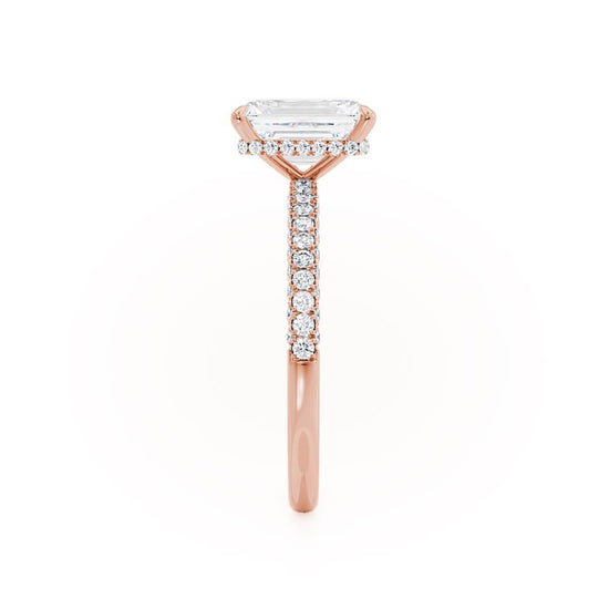1.75 CT Emerald Shaped Moissanite Hidden Halo Style Engagement Ring 6