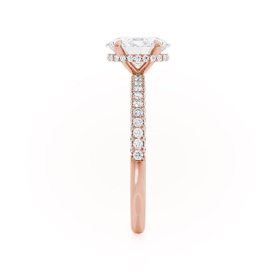 2.10 CT Oval Shaped Moissanite Hidden Halo Style Engagement Ring 4