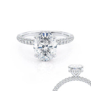 1.50 CT Oval Shaped Moissanite Hidden Halo Style Engagement Ring 2