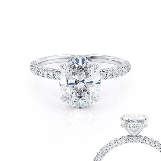 4.20 CT Oval Shaped Moissanite Hidden Halo Engagement Ring 2