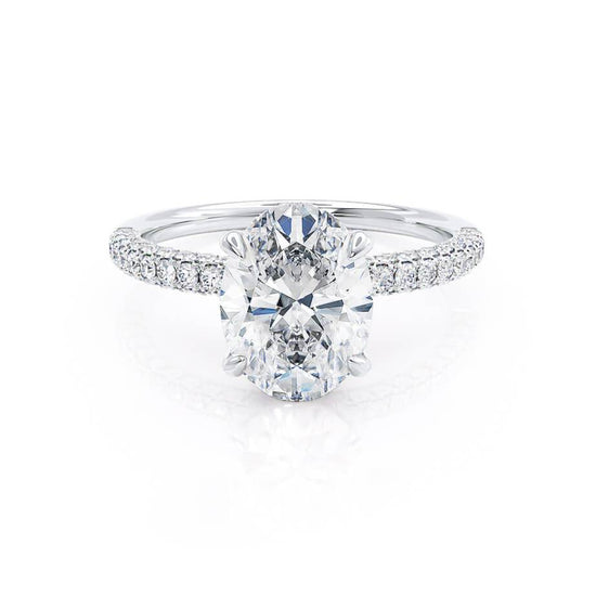 1.50 CT Oval Shaped Moissanite Hidden Halo Style Engagement Ring 1