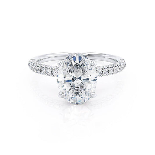 1.50 CT Oval Shaped Moissanite Hidden Halo Style Engagement Ring 1