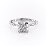 2.15 CT Cushion Cut Dainty Pave Moissanite Engagement Ring 10