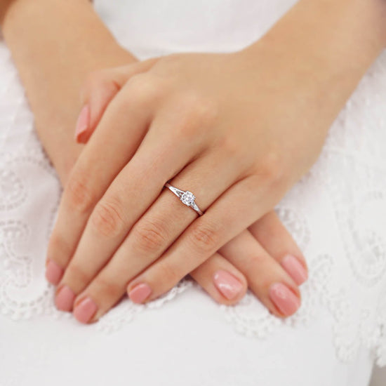 0.50 CT Round Shaped Moissanite Solitaire Style Engagement Ring 1