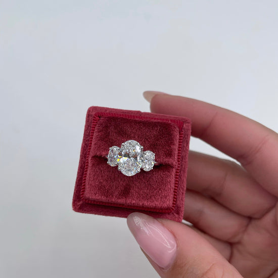 2.61 CT Oval Three Stone CVD G/VS Diamond Engagement Ring 8