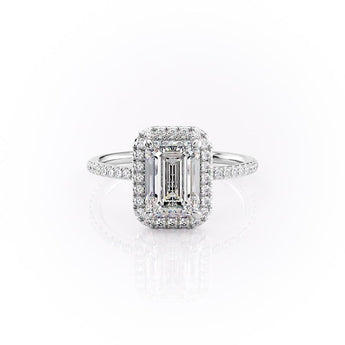 2.10 CT Emerald Cut Halo Pave Setting Moissanite Engagement Ring 10