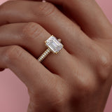 1.91 CT Emerald Cut Solitaire Triple Pave Setting Moissanite Engagement Ring 8