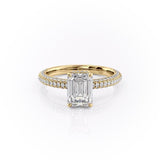 1.91 CT Emerald Cut Solitaire Triple Pave Setting Moissanite Engagement Ring 11