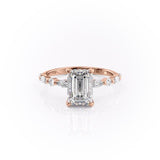 2.10 CT Emerald Cut Solitaire Pave Setting Moissanite Engagement Ring 12