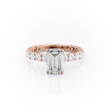 2.30 CT Emerald Cut Pave Setting Moissanite Engagement Ring 12