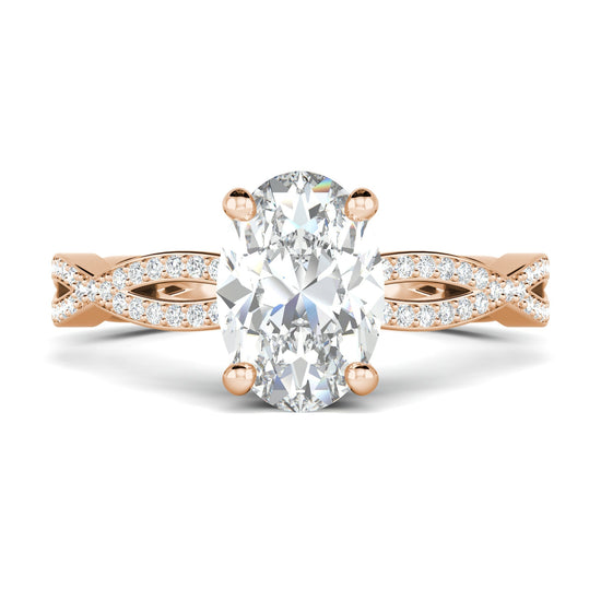 1.33 CT Oval Cut Twisted Pave Moissanite Engagement Ring 16