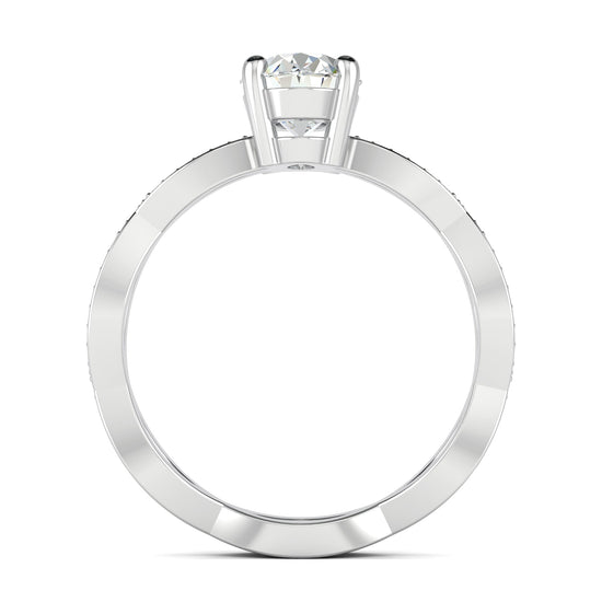 1.33 CT Oval Cut Twisted Pave Moissanite Engagement Ring 9
