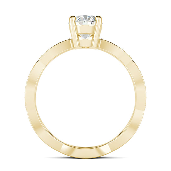 1.33 CT Oval Cut Twisted Pave Moissanite Engagement Ring 14