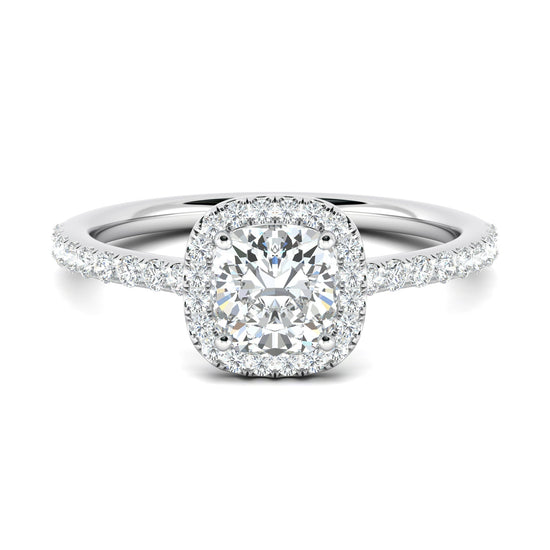 0.76 CT Cushion Halo CVD F/VS1 Diamond Engagement Ring 1