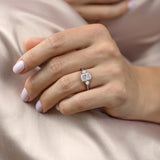 2.0 CT Elongated Cushion Cut Three Stone Moissanite Engagement Ring 1