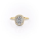 2.0 CT Elongated Cushion Cut Halo Pave Setting Moissanite Engagement Ring 11