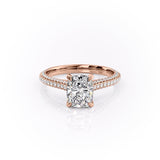 2.0 CT Elongated Cushion Cut Hidden Halo Triple Pave Moissanite Engagement Ring 12