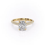 2.0 CT Elongated Cushion Cut Hidden Halo Triple Pave Moissanite Engagement Ring 11