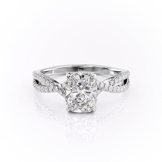 2.0 CT Elongated Cushion Cut Solitaire Split Shank Style Moissanite Engagement Ring 10