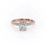 2.0 CT Elongated Cushion Cut Hidden Halo Triple Pave Moissanite Engagement Ring 12