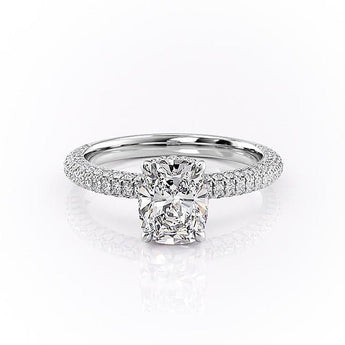 2.0 CT Elongated Cushion Cut Hidden Halo Triple Pave Moissanite Engagement Ring 10