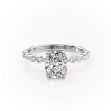 2.0 CT Elongated Cushion Cut Hidden Halo Pave Setting Moissanite Engagement Ring 10