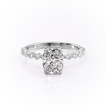 2.0 CT Elongated Cushion Cut Hidden Halo Pave Setting Moissanite Engagement Ring 10