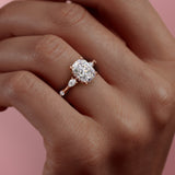 2.0 CT Elongated Cushion Cut Hidden Halo Moissanite Engagement Ring 9