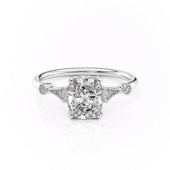 2.0 CT Elongated Cushion Cut Hidden Halo Moissanite Engagement Ring 1