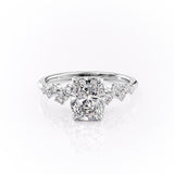 2.0 CT Cushion Cut Hidden Halo Unique Pave Setting Moissanite Engagement Ring 6