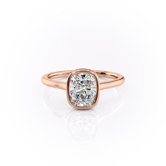 2.0 CT Cushion Cut Solitaire Bezel Hidden Halo Setting Moissanite Engagement Ring 12