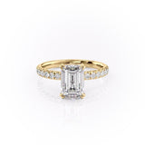 2.10 CT Emerald Cut Solitaire Pave Setting Moissanite Engagement Ring 11