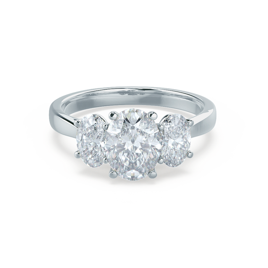 1.5 CT Oval Shaped Moissanite Three Stone Engagement Ring 3