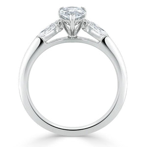 1.0 CT Pear Cut Moissanite Three Stone Engagement Ring 2