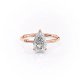 2.0 CT Pear Cut Solitaire Hidden Halo Setting Moissanite Engagement Ring 12