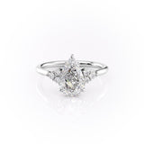 2.0 CT Pear Cut Cluster Moissanite Engagement Ring 10