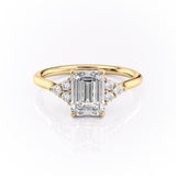 2.10 CT Emerald Cut Cluster Moissanite Engagement Ring 11