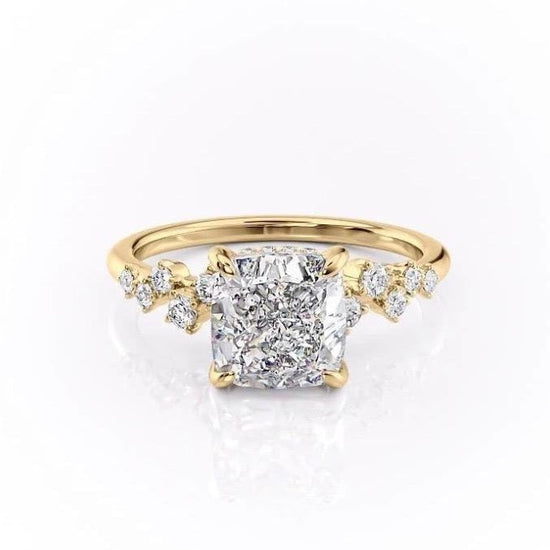 2.54 CT Cushion Cut Cluster Moissanite Engagement Ring 3